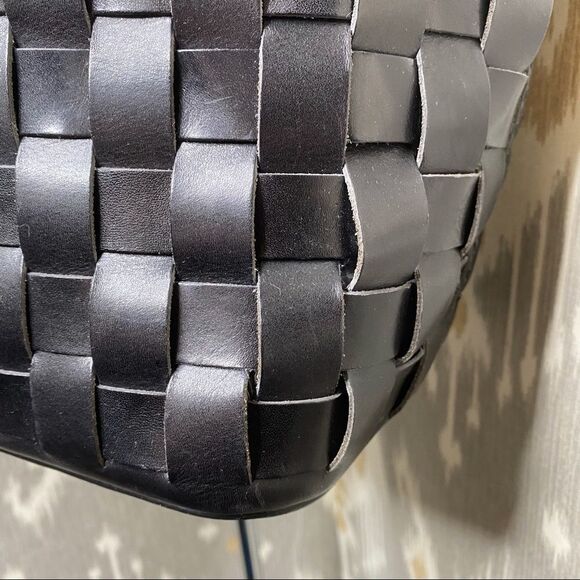 Ralph Lauren Black Calf Leather Basketweave Shopper Tote Hand Bag - Picture 8 of 16